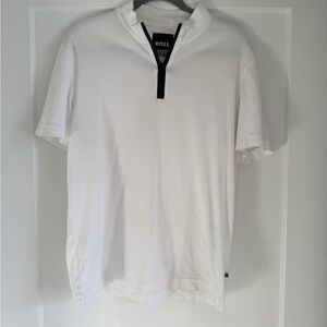 BOSS Men's White Zip Tee Size M